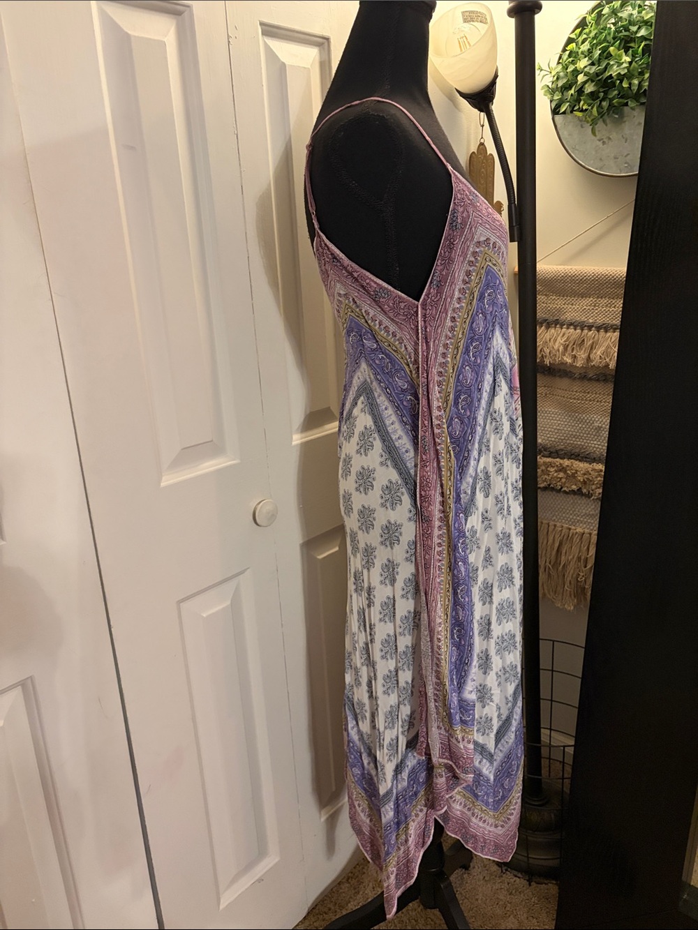 Anthropologie Floreat Pink and Purple Printed Handkerchief Midi Dress - Picture 3 of 10